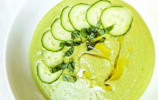 Chilled Cucumber, Basil & Avocado Soup (AIP & low-FODMAP)