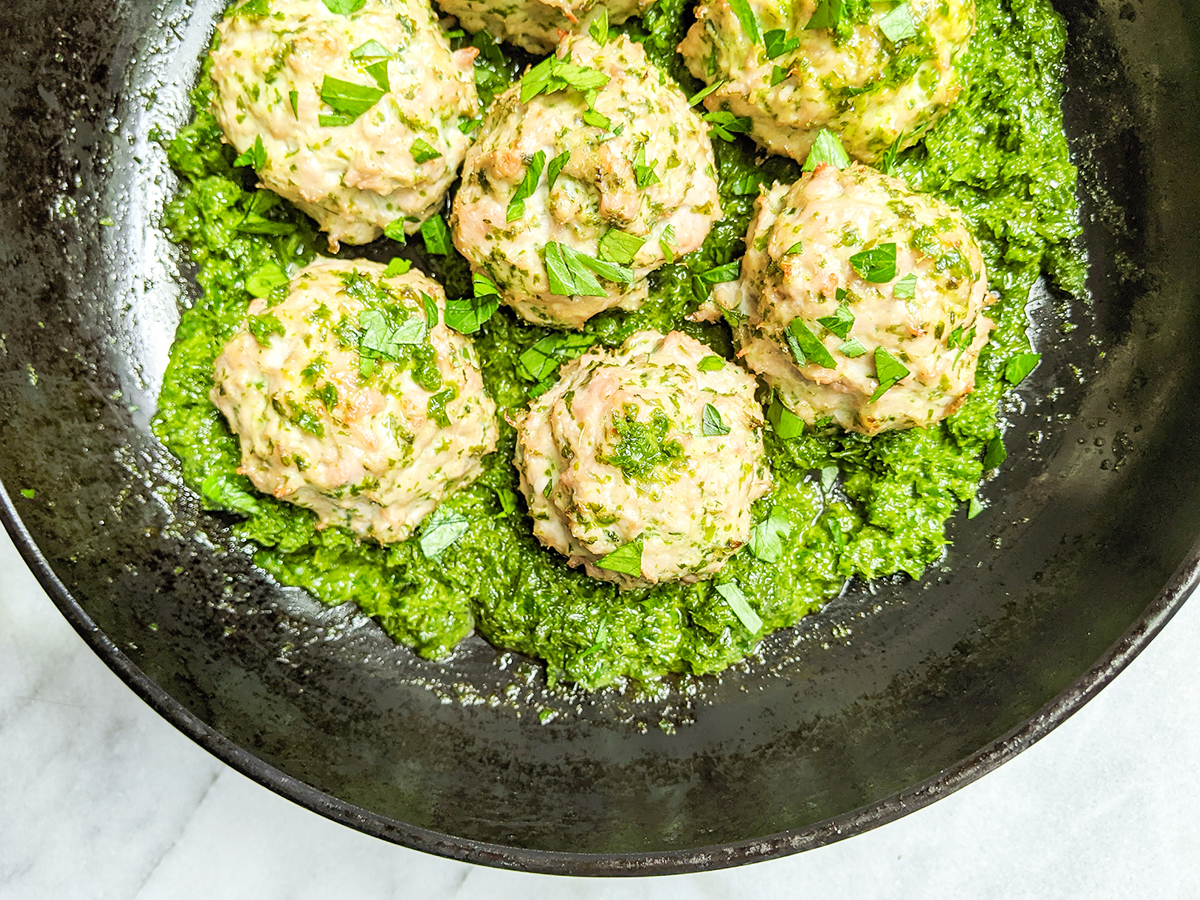 Easy Baked AIP Kale & Turkey Meatballs
