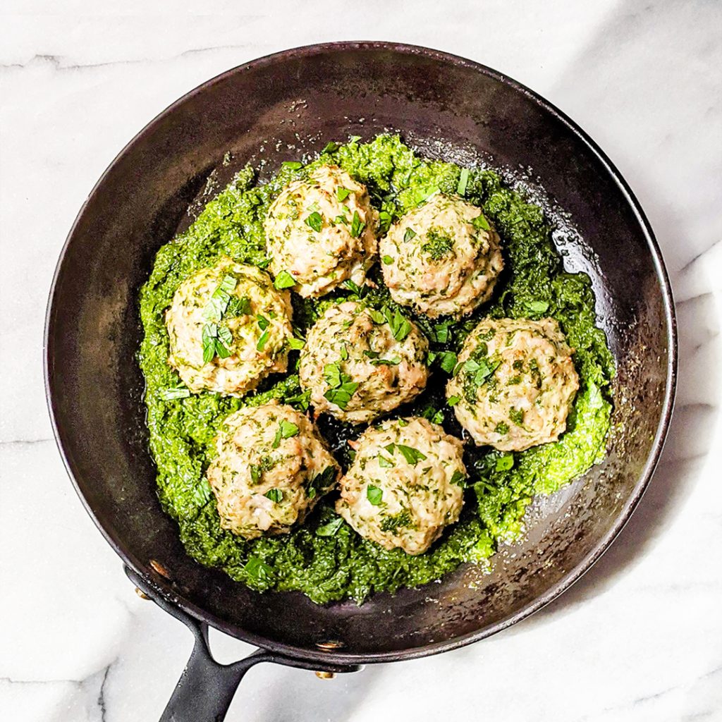 easy baked AIP kale turkey meatballs